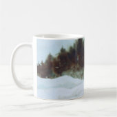 カントリーロードマグ農村部の大きな赤い納屋の冬の雪 コーヒーマグカップ (左)