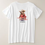 カントリーロード女性のカーボーイブーツ美しいブロンド女の子 プラスサイズTシャツ (デザイン裏面)