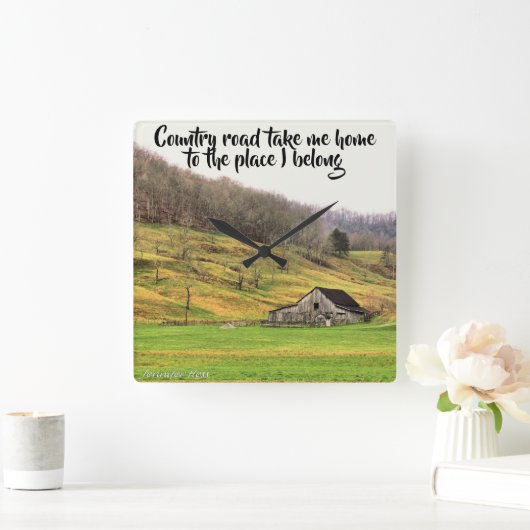 カントリーロード私のホームウォールクロックを取る スクエア壁時計 (ホーム)