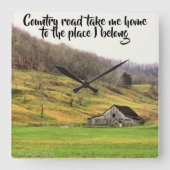 カントリーロード私のホームウォールクロックを取る スクエア壁時計 (正面)