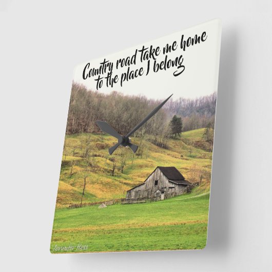 カントリーロード私のホームウォールクロックを取る スクエア壁時計 (傾斜)