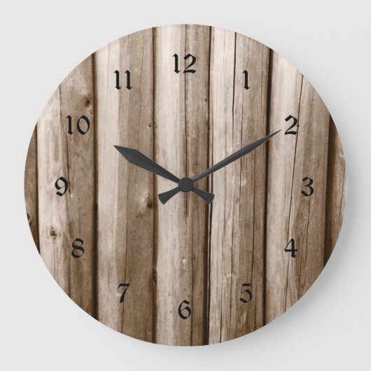 カントリーロ素朴グキャビン動揺してヴィンテージウッド ラージ壁時計 (正面)