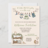 カントリーワイルドフラワーズクロセスラインベビーガールシャワー 招待状 (正面)