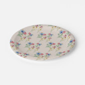 カントリーワイルドフラワーポピーデイジーコナフロアーパターン ペーパープレート (アングル)