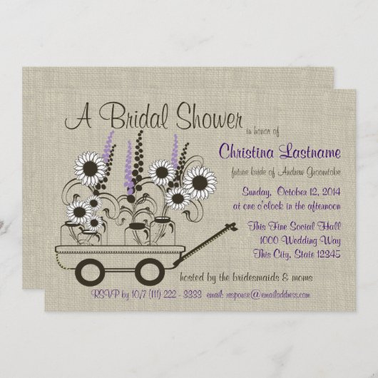 カントリーワゴンブライダルシャワー 招待状 (正面/裏面)
