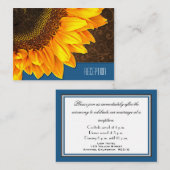 カントリーヴィンテージひまわりウェディングレセプションカード エンクロージャーカード (正面/裏面)