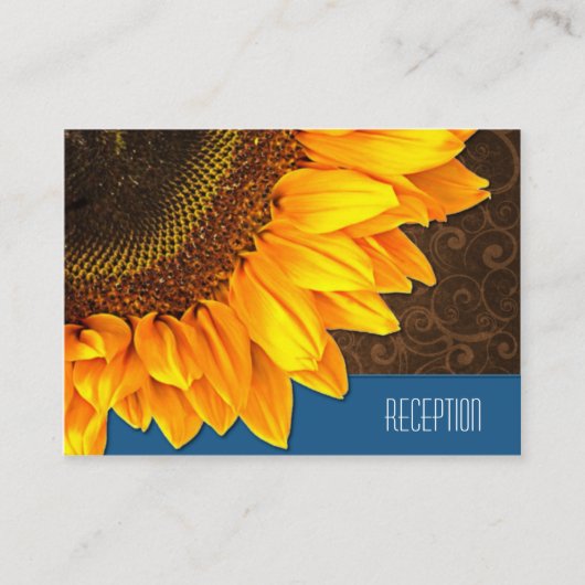 カントリーヴィンテージひまわりウェディングレセプションカード エンクロージャーカード (正面)