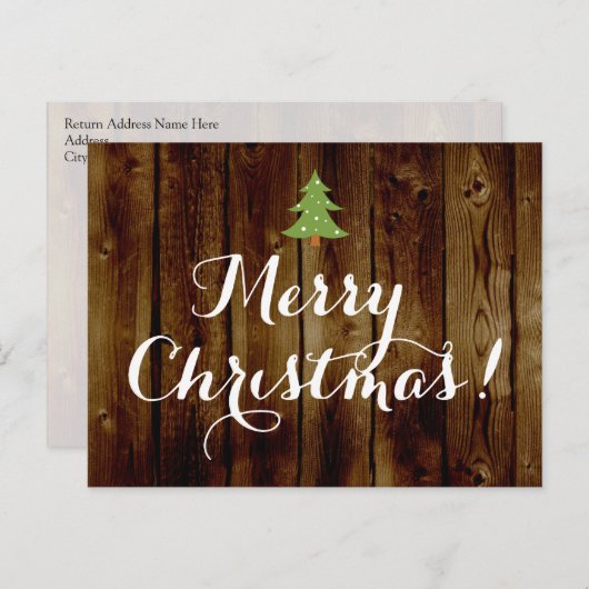カントリーヴィンテージウッドメリークリスマス シーズンポストカード (正面/裏面)