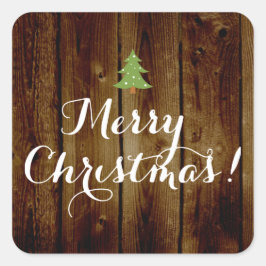 カントリーヴィンテージウッドメリークリスマス スクエアシール