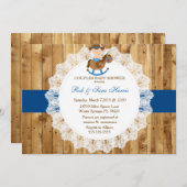 カントリーヴィンテージウッ素朴ドベビーシャワー招待状 招待状 (正面/裏面)