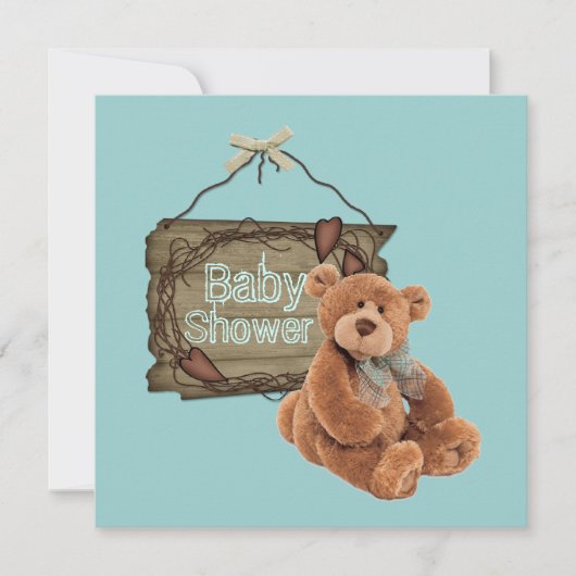 カントリーヴィンテージティーパーティーベビーシャワー招待状 招待状 (正面)