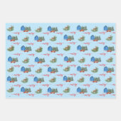 カントリーヴィンテージトラック、納屋、鹿&バッファロープレイド ラッピングペーパーシート (正面)