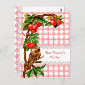 カントリーヴィンテージバード&さくらんぼレシピカード ポストカード (正面/裏面)
