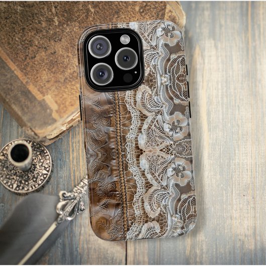 カントリーヴィンテージレザーとレース女子 Case-Mate iPhoneケース