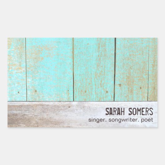 カントリーヴィンテージ、ターコイズ素朴ウッド 長方形シール (正面)
