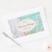 カントリーヴィンテージ、ターコイズ素朴ウッド 長方形シール (封筒)