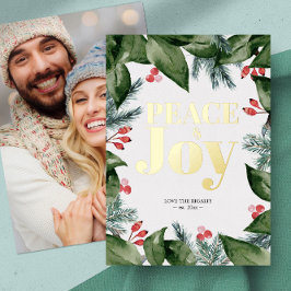 カントリー写真メリーホリデーカード植物学 箔シーズンカード