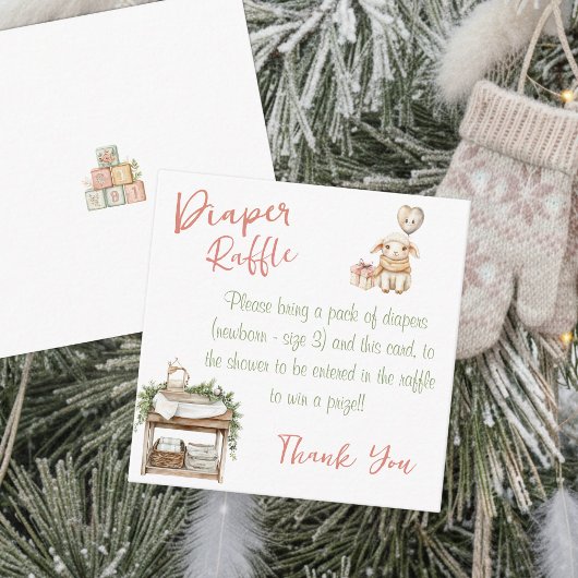 カントリー冬のボホベイビーガールシャワー エンクロージャーカード