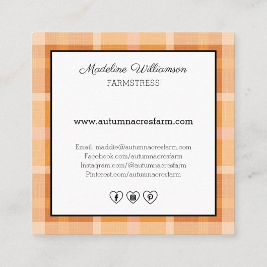 カントリー初期のオータムファーム秋 スクエア名刺 (裏面)