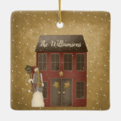 カントリー初期のクリスマスホーム名前をカスタムする セラミックオーナメント (裏面)