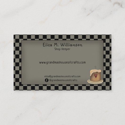 カントリー初期のグランギーのソルトボックスクロウキャンドル 名刺 (裏面)