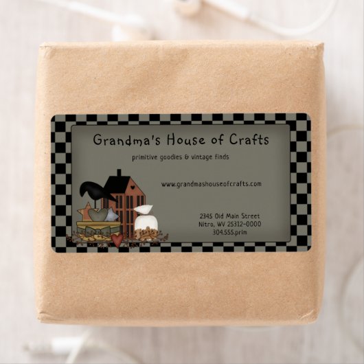 カントリー初期のサルトボックスハウスクロウシッピング ラベル (インサイチュ)