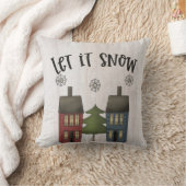 カントリー初期のサルトボックスハウス&スノーフレーク クッション (ブランケット)