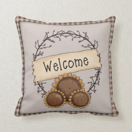 カントリー初期のサンフラワーウェルカムリース クッション