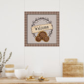 カントリー初期のサンフラワーウェルカムリース ポスター (キッチン)