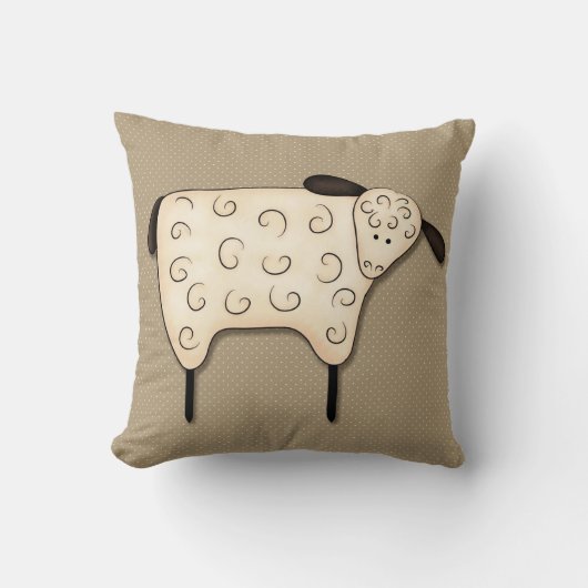 カントリー初期のシープデコール クッション (正面)