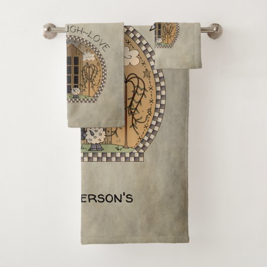 カントリー初期のデザインライブ笑いラブ バスタオルセット (インサイチュ)