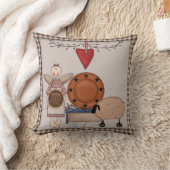 カントリー初期のヒマワリの羊&エンジェルデコール クッション (ブランケット)