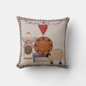 カントリー初期のヒマワリの羊&エンジェルデコール クッション (正面)