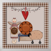 カントリー初期のヒマワリの羊&エンジェルデコール ポスター (正面)