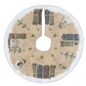 カントリー初期のビレッジと雪だるま フェイクリネンツリースカート (正面)