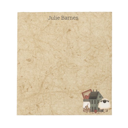 カントリー初期のフォークアートグリーンサルトボックスホーム ノートパッド (正面)