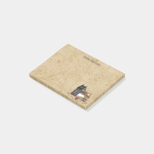 カントリー初期のフォークアートブルーサルトボックスホーム ポストイット (アングル)