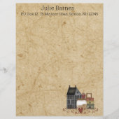 カントリー初期のフォークアートブルーサルトボックスホーム レターヘッド (正面)