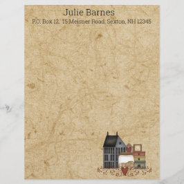 カントリー初期のフォークアートブルーサルトボックスホーム レターヘッド