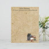 カントリー初期のフォークアートブルーサルトボックスホーム レターヘッド (スタンド正面)