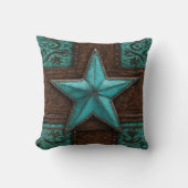 カントリー初期のブラウンターコイズウエスタンスター クッション (正面)