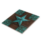 カントリー初期のブラウンターコイズウエスタンスター タイル (側面)