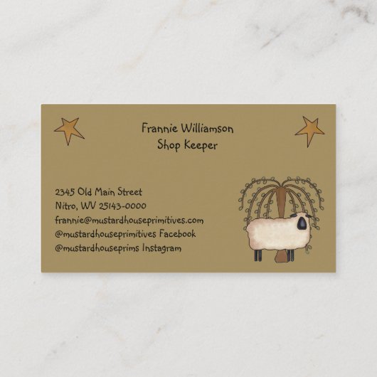 カントリー初期のマスタードサルトボックスハウス&スターズ 名刺 (裏面)