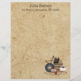 カントリー初期のマスタード黄色のサルトボックスとデコール レターヘッド