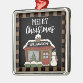 カントリー初期のメリークリスマスコテージ名 メタルオーナメント (左)