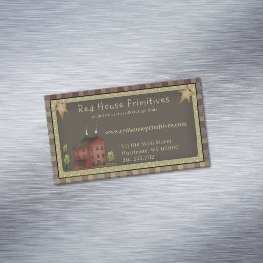 カントリー初期のレッドサルトボックスハウス&スターズ マグネット名刺 (インサイチュ)
