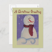 カントリー初期の雪だるまホリデイ シーズンポストカード (正面/裏面)