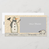カントリー初期の雪だるまホリデーフォトカード シーズンカード (正面/裏面)