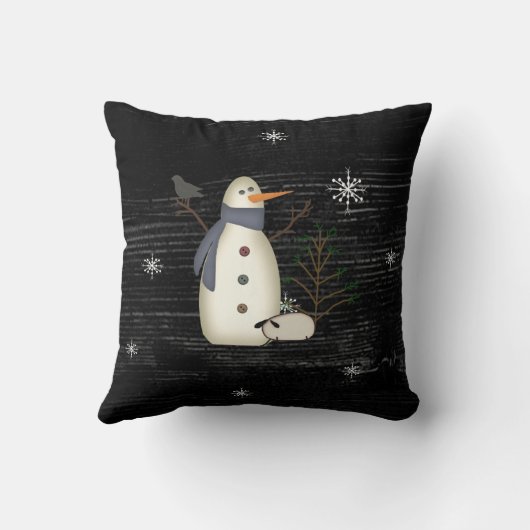 カントリー初期の雪だるま枕 クッション (裏面)