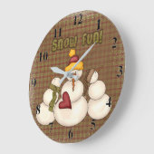 カントリー初期の雪だるまSNOWFUN ラージ壁時計 (傾斜)